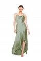 Outlet Silky Satin Cowl Neck Sleeveless Open Back Long High Low Evening Dress