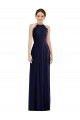Outlet Soft Chiffon Halter Neck Sleeveless Open Back Dark Navy Long Semi Formal Evening Dress