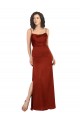 Outlet Silky Satin Spaghetti Straps Sleeveless Low Back Red Long Formal Evening Dress