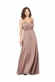 Outlet Silky Satin V-Neck Sleeveless Long Formal Evening Dress