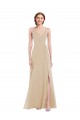Outlet Soft Chiffon V-Neck Sleeveless Open Back Long Semi Formal Evening Dress
