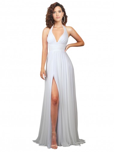 Outlet Soft Chiffon V-Neck Sleeveless Low Back Sweep Train Semi Formal Evening Dress