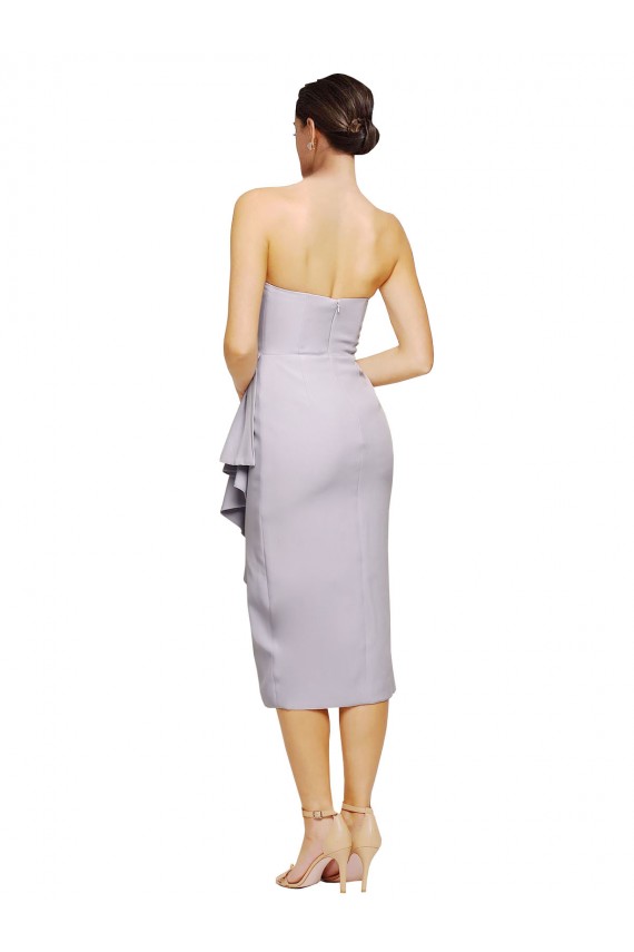 Outlet Stretch Crepe Strapless Sleeveless Low Back Cocktail Length High Low Evening Dress