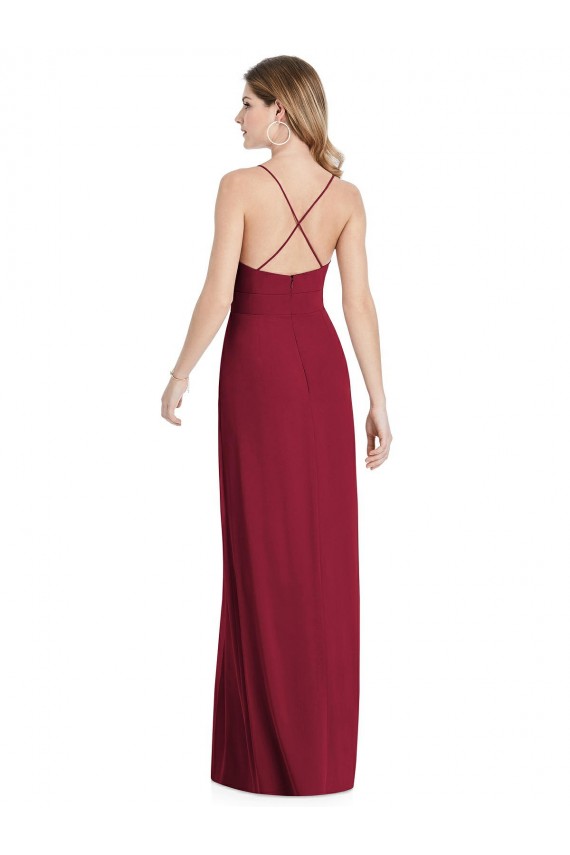Outlet Soft Chiffon Spaghetti Straps Sleeveless Open Back Long Semi Formal Evening Dress