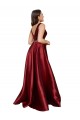 Outlet Satin V-Neck Sleeveless V-Back Long Plus Size Formal Evening Dress