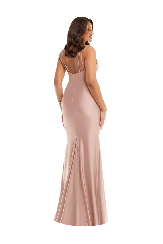 Outlet Silky Satin V-Neck Sleeveless Long Plus Size Formal Evening Dress