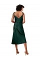 Outlet Stretch Satin Cowl Neck Sleeveless Midi Length Black Tie Evening Dress