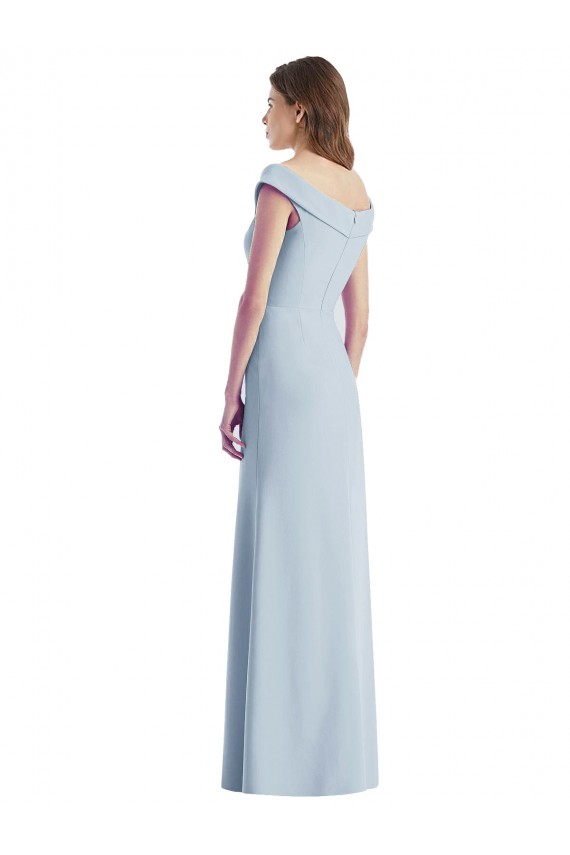 Outlet Stretch Crepe Off the Shoulder Sleeveless Long Black Tie Evening Dress