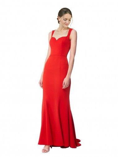 Outlet Stretch Crepe Sweetheart Sleeveless Long Formal Evening Dress