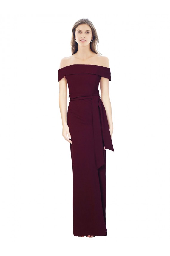 Outlet Stretch Crepe Off the Shoulder Sleeveless Low Back Long Formal Evening Dress
