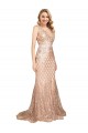 Outlet Sequin & Sparkling Sequin V-Neck Sleeveless V-Back Long Plus Size Formal Evening Dress