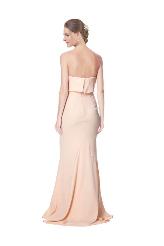 Outlet Stretch Crepe Strapless Sleeveless Long Black Tie Evening Dress