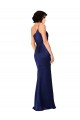 Outlet Silky Satin One Shoulder Sleeveless Sapphire Long Black Tie Evening Dress