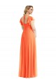 Outlet Soft Chiffon Square Neck Flutter Sleeves Open Back Long Semi Formal Evening Dress