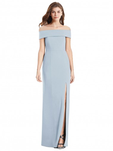 Outlet Stretch Crepe Off the Shoulder Sleeveless Trumpet Long Formal Dress