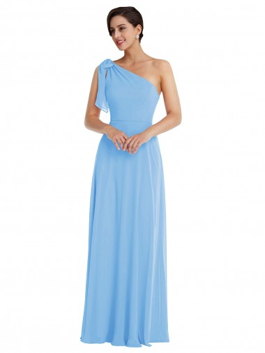 Outlet Soft Chiffon One Shoulder Sleeveless Long Semi Formal Evening Dress