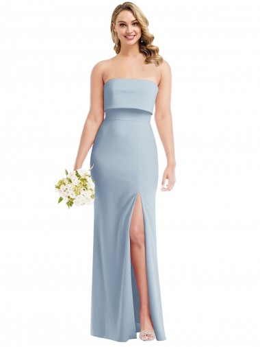 Outlet Stretch Crepe Strapless Sleeveless Low Back Long Semi Formal Evening Dress
